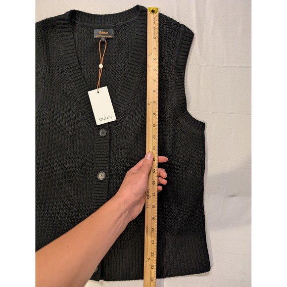 Quince Women's Large Mongolian Cashmere V-Neck Sweater Vest Black NEW Luxury - Picture 6 of 9